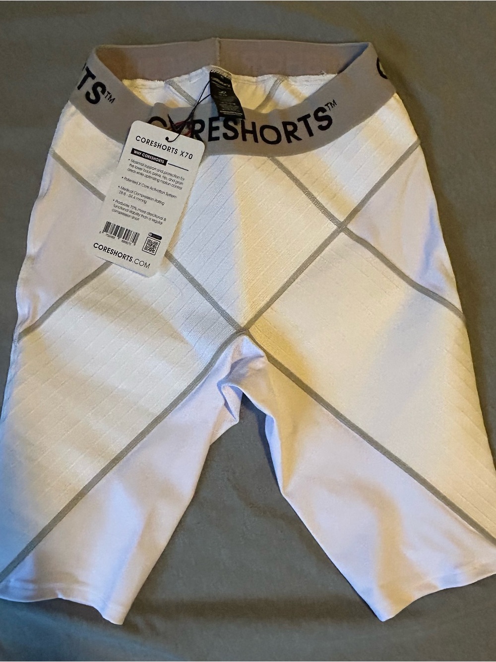 Men’s White Compression Shorts with Gray Waistband